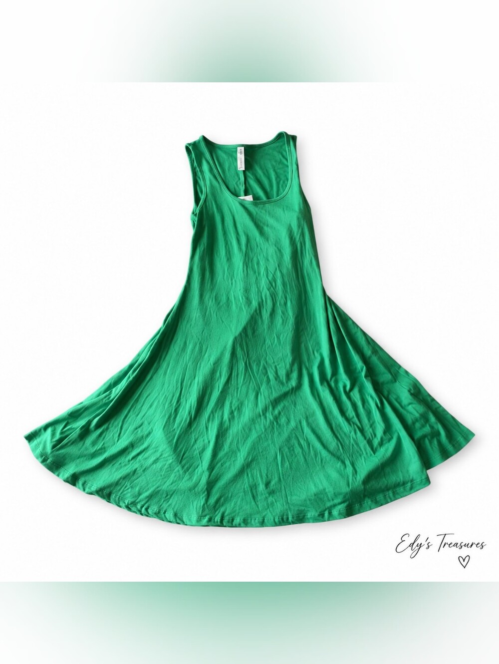 24Seven Comfort Apparel Green Sleeveless Swing Dress Women NWT